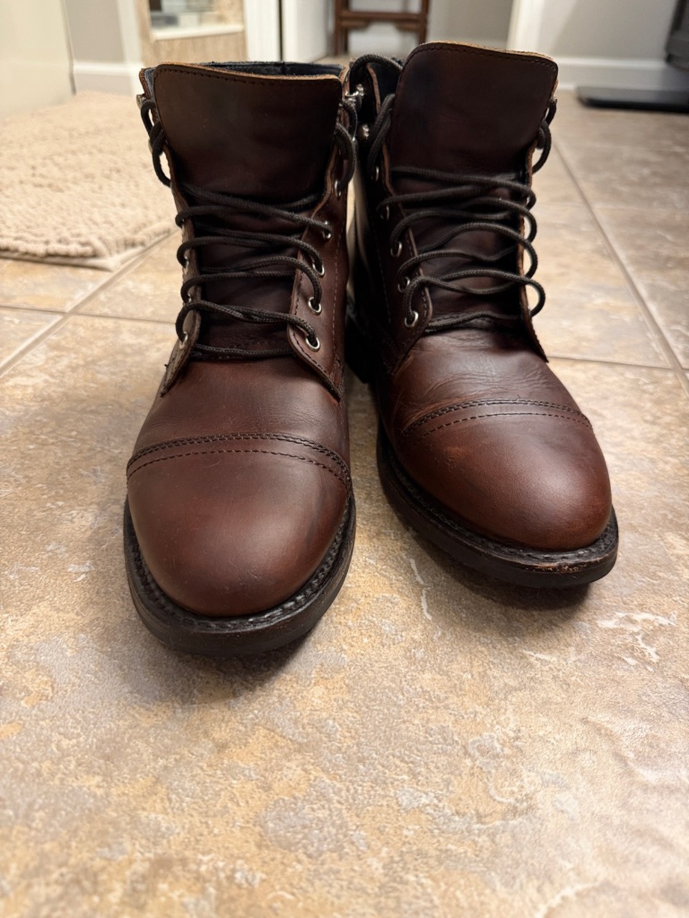 Thursday Boot Company Men's Dark Brown Leather Lace-Up Cap-Toe Boots